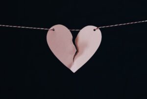 pink heart necklace broken in two pieces