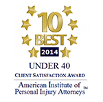 “10 Best Under 40” Attorneys for the State of Massachusetts by the American Institute of Personal Injury Attorneys.