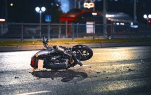 motorcycle wreck on street