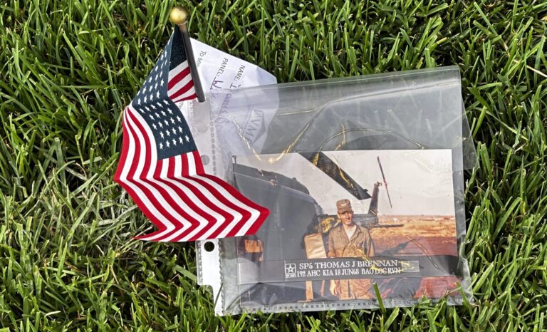 A Veteran's memorabilia near the Wall that Heals in D.C.