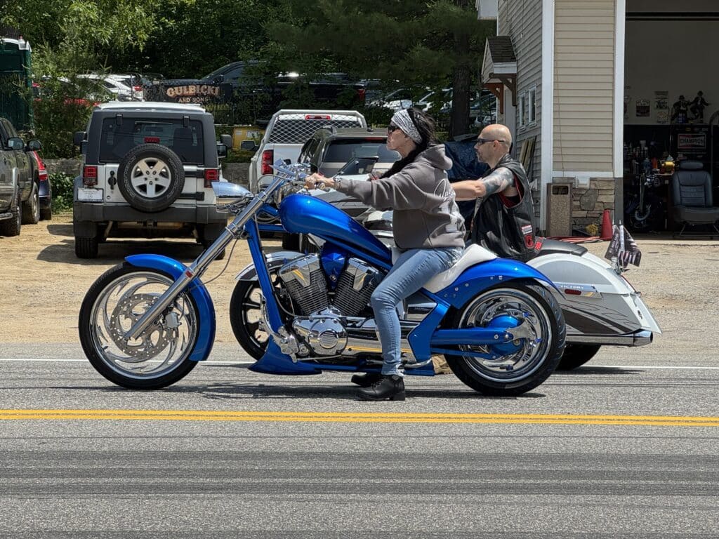 Two motorcycle riders at the Laconia Bike Week Event