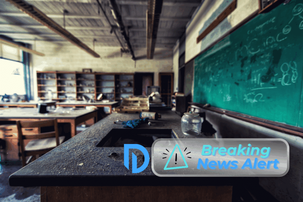 scene of a dangerous incident in a classroom for chemistry
