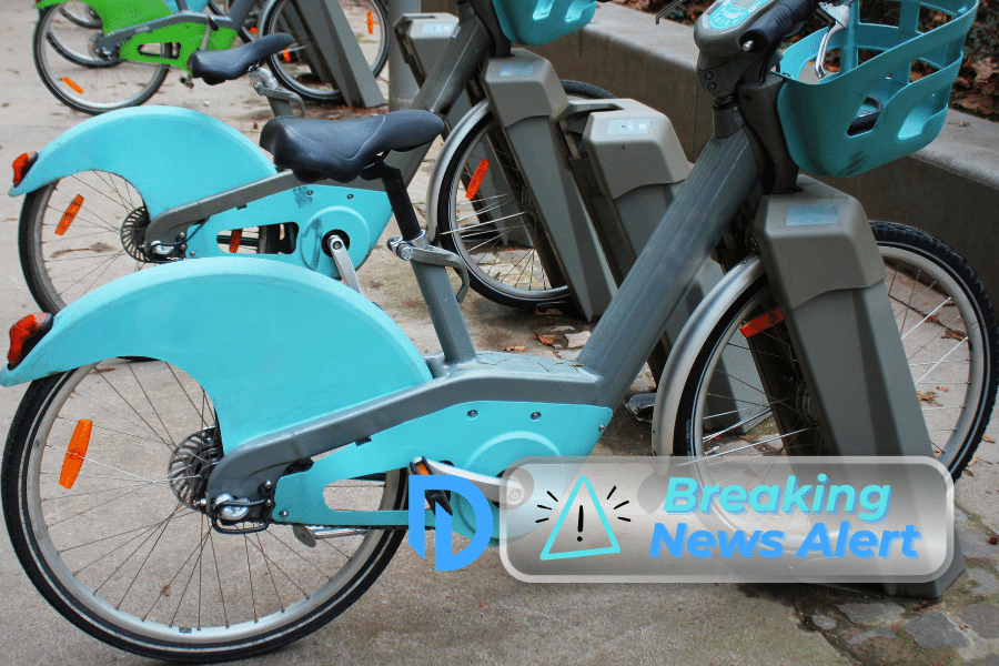 e-bike parked at a charging station