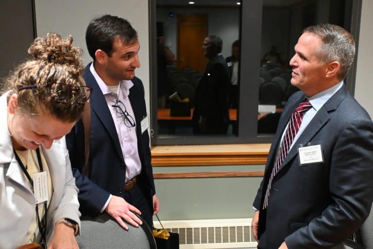 Chris DiBella talking to students and panelists about personal injury law