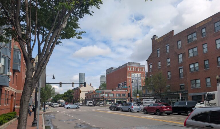 Street view of intersection near DiBella Law's 659 Massachusetts Ave personal injury office in Boston, MA