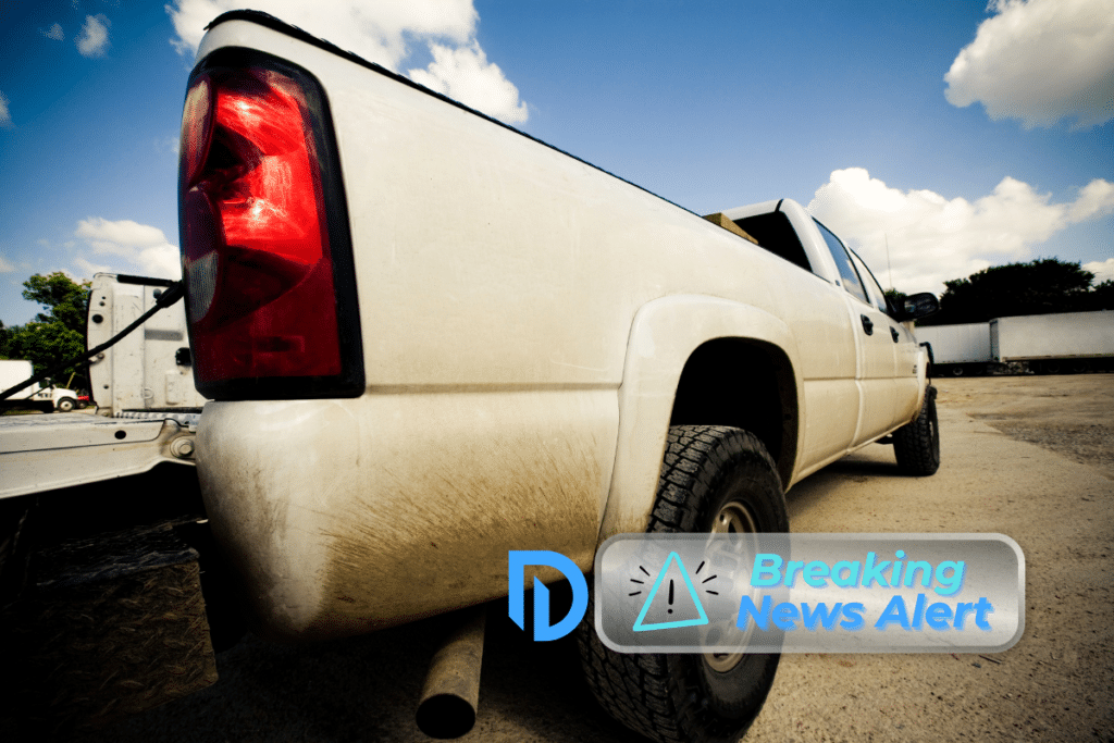 white pick up truck in a Dover construction zone