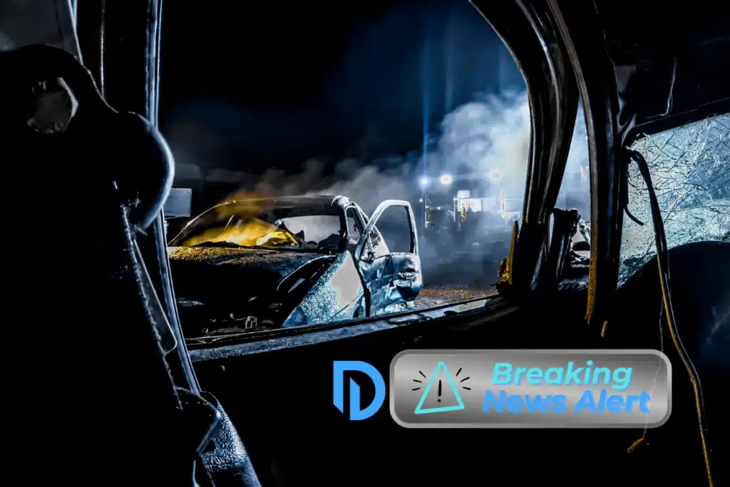 Tesla burned up after an accident