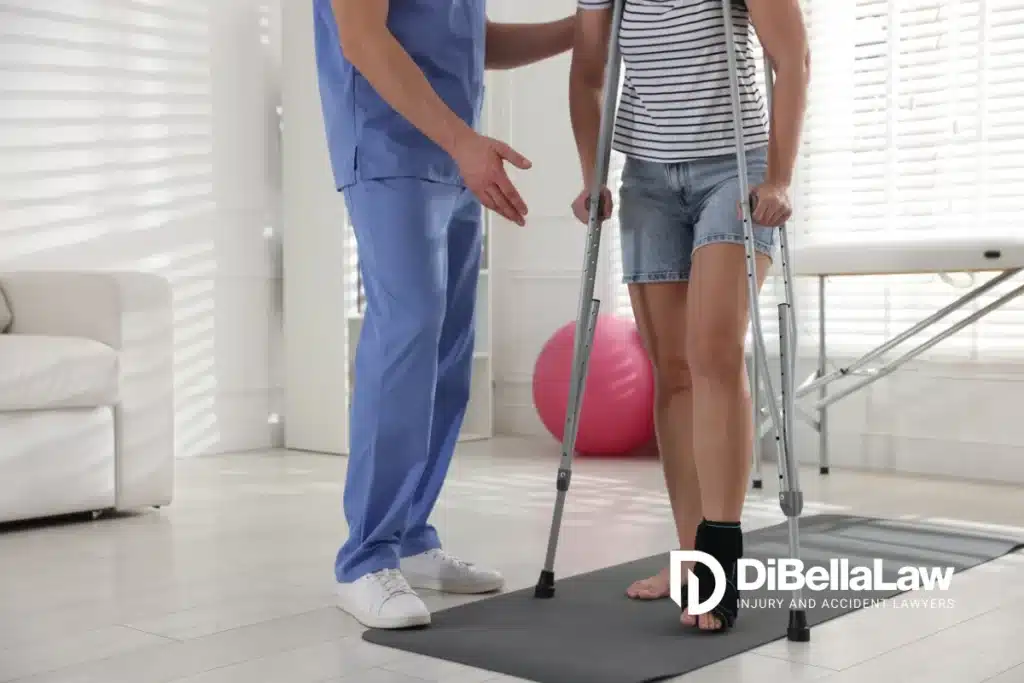 woman getting physical therapy for her leg injuries after an accident