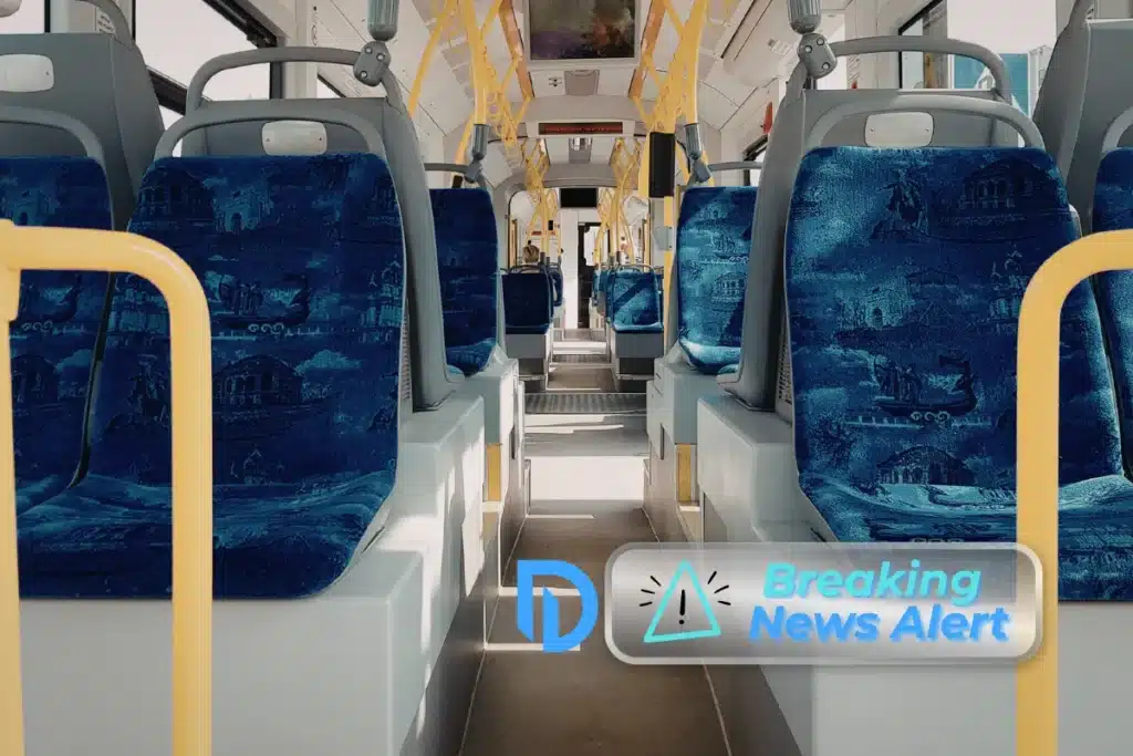 inside look of an empty MTA bus