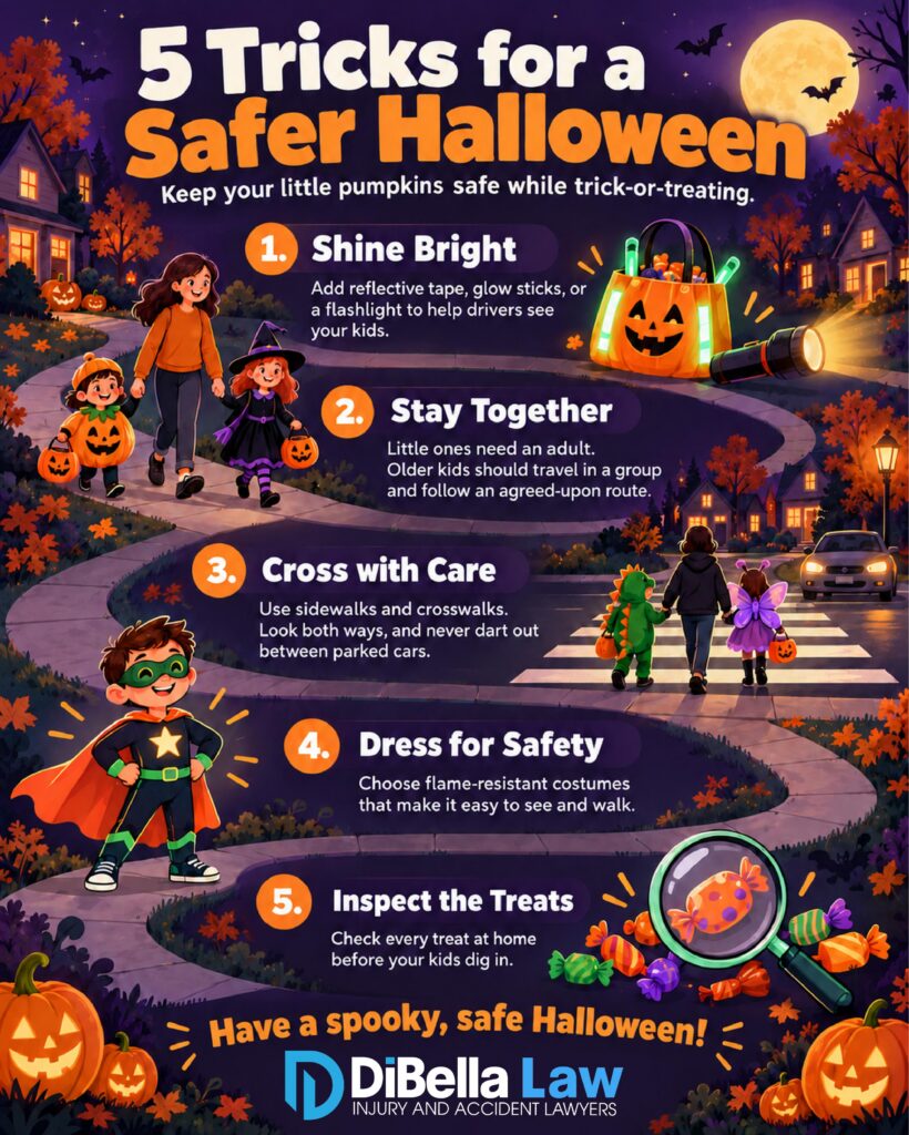An infographic with tips for Halloween Safety