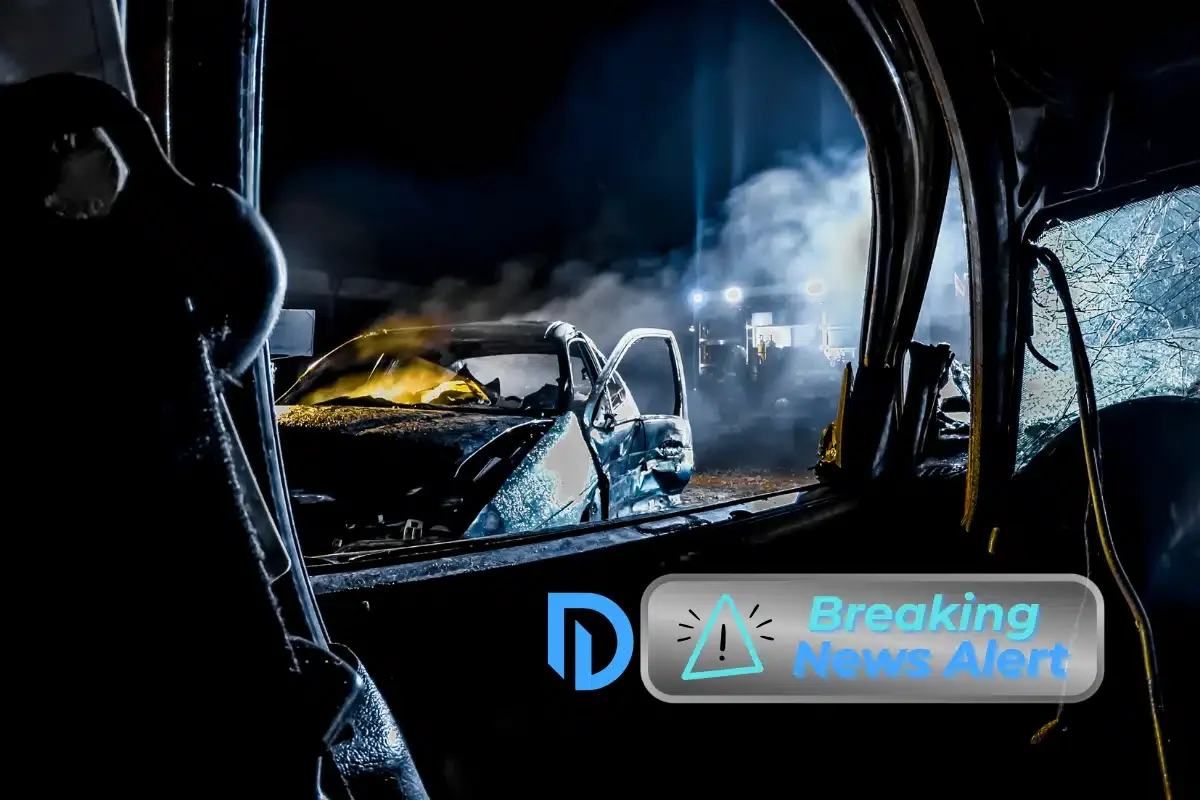 Tesla burned up after an accident