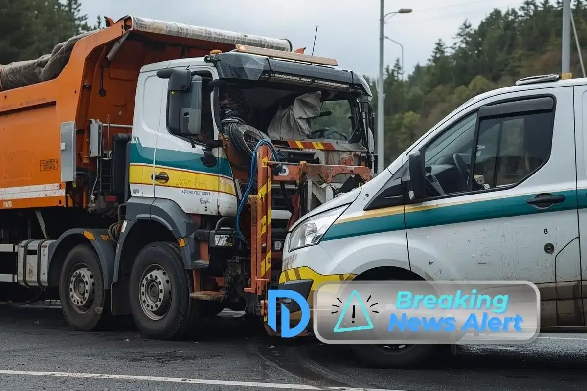 Collision between a dump truck and van in Wakefield, NH