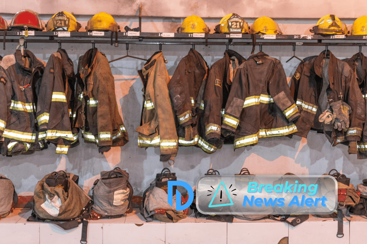 Image of firefighter gear on a wall