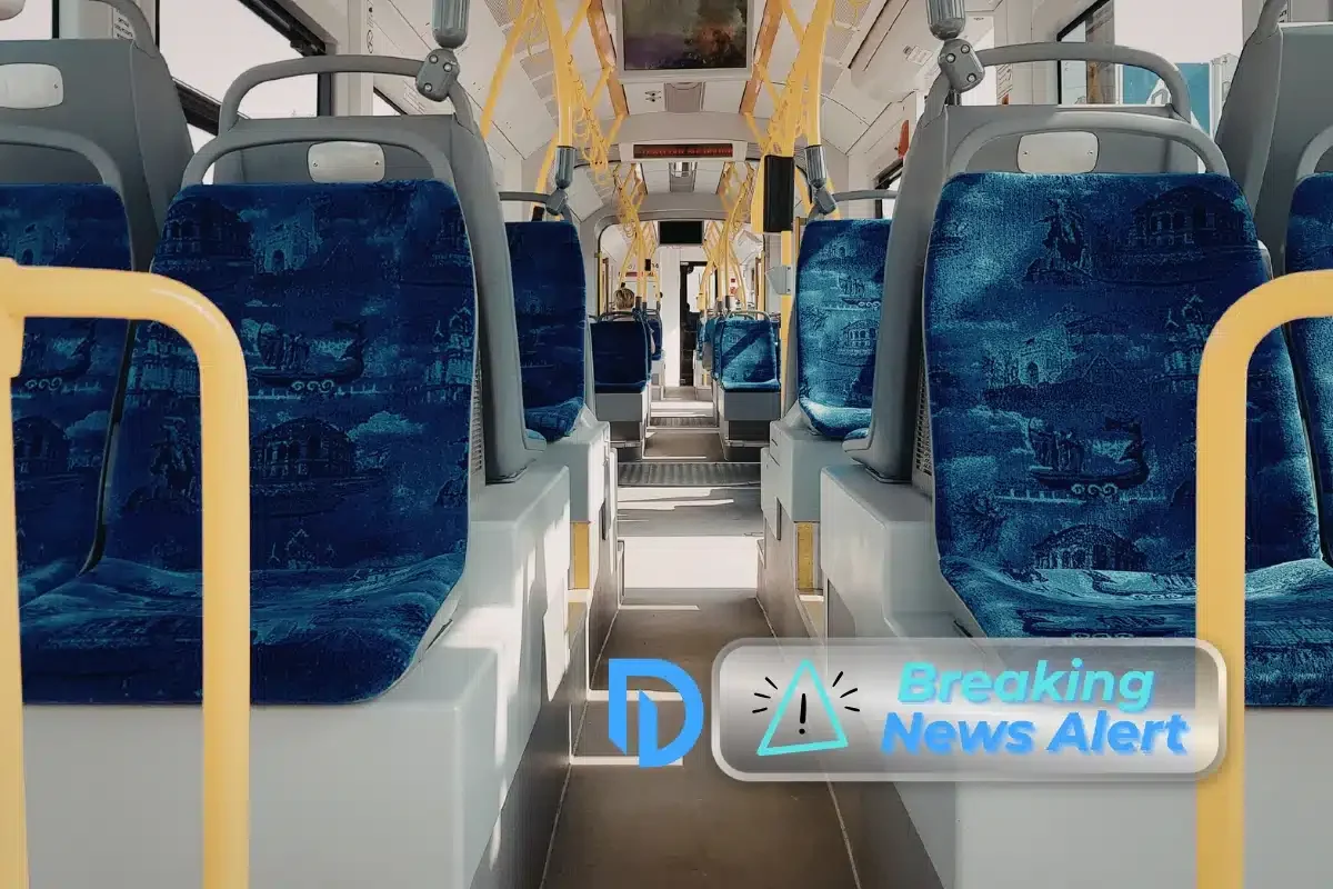 inside look of an empty MTA bus