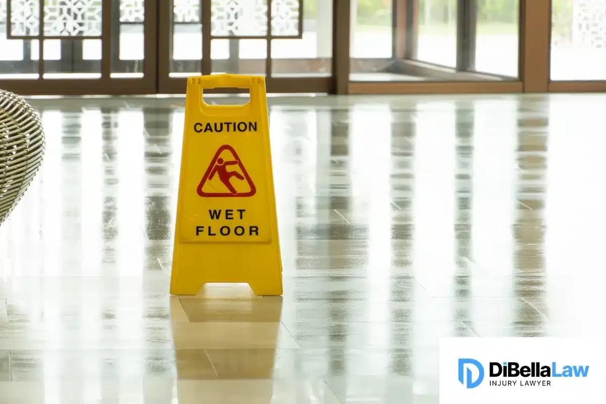 Wet floor in the lobby area